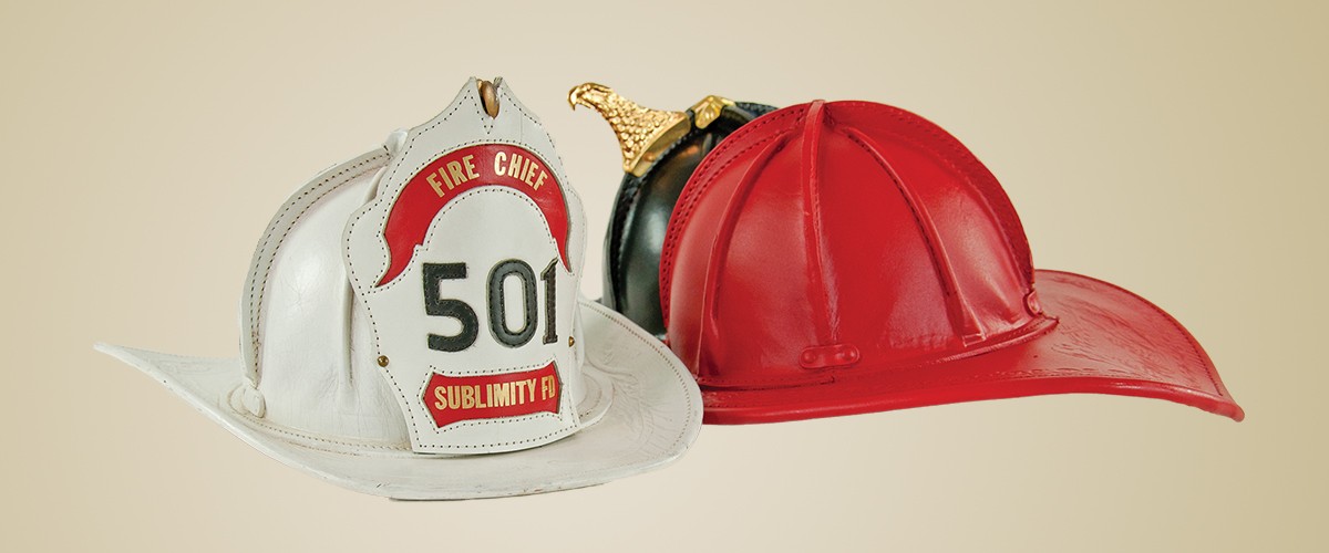 San Francisco style leather fire fighter helmet