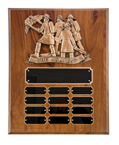 Plaques can be customized with various plaque mounts, full color or laser engraved logos, pictures, or badges.